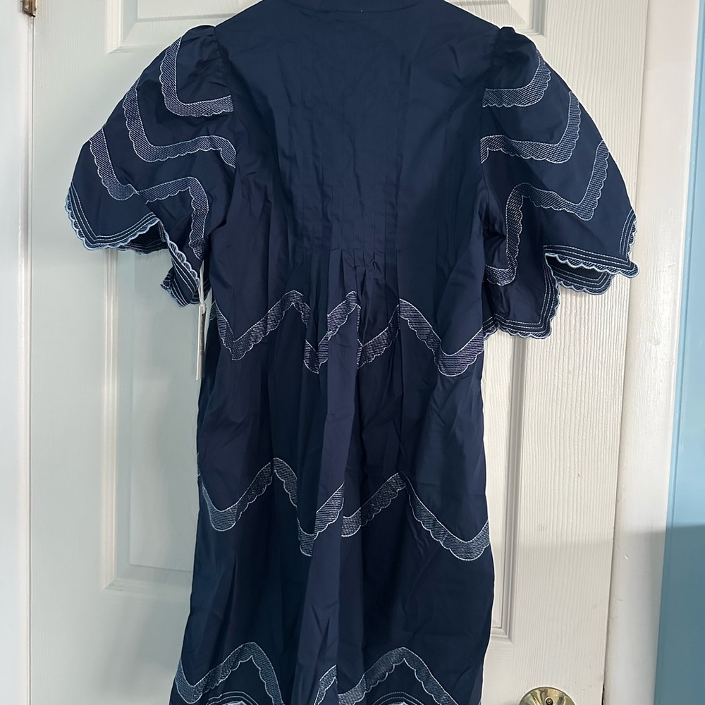 Tuckernuck Hyacinth House Navy Embroidered Weston Mini Dress NWT Small S - Picture 9 of 9